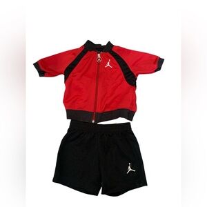 Red and Black Nike Jordan shorts and light jacket  (12 Months)